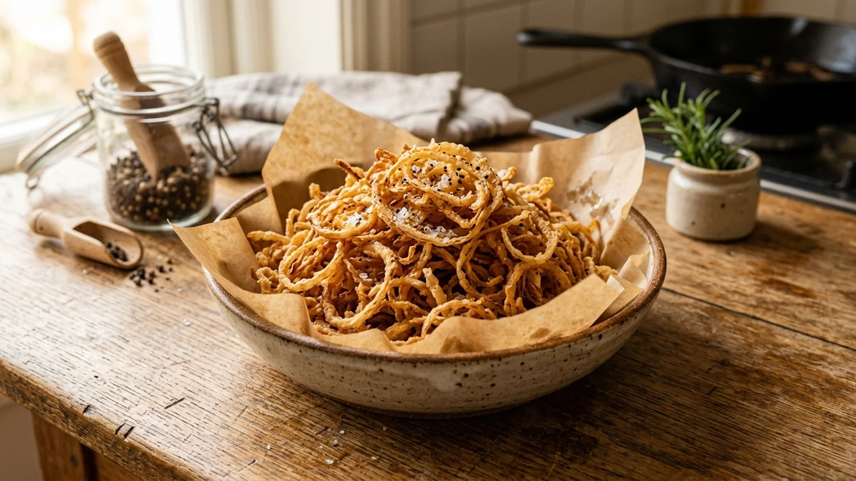 Extra-Crispy Homemade French Fried Onions Recipe cooked to perfection - Yumaroma