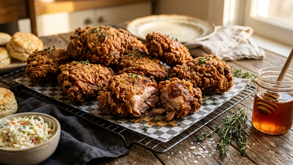 Crispy Fried Chicken Thighs Recipe cooked to perfection - Yumaroma