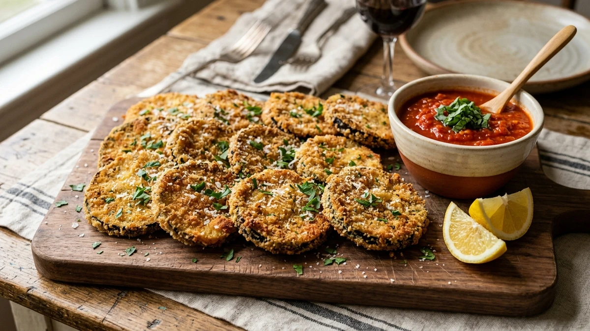 Crispy Italian Pan-Fried Eggplant Cutlets cooked to perfection - Yumaroma