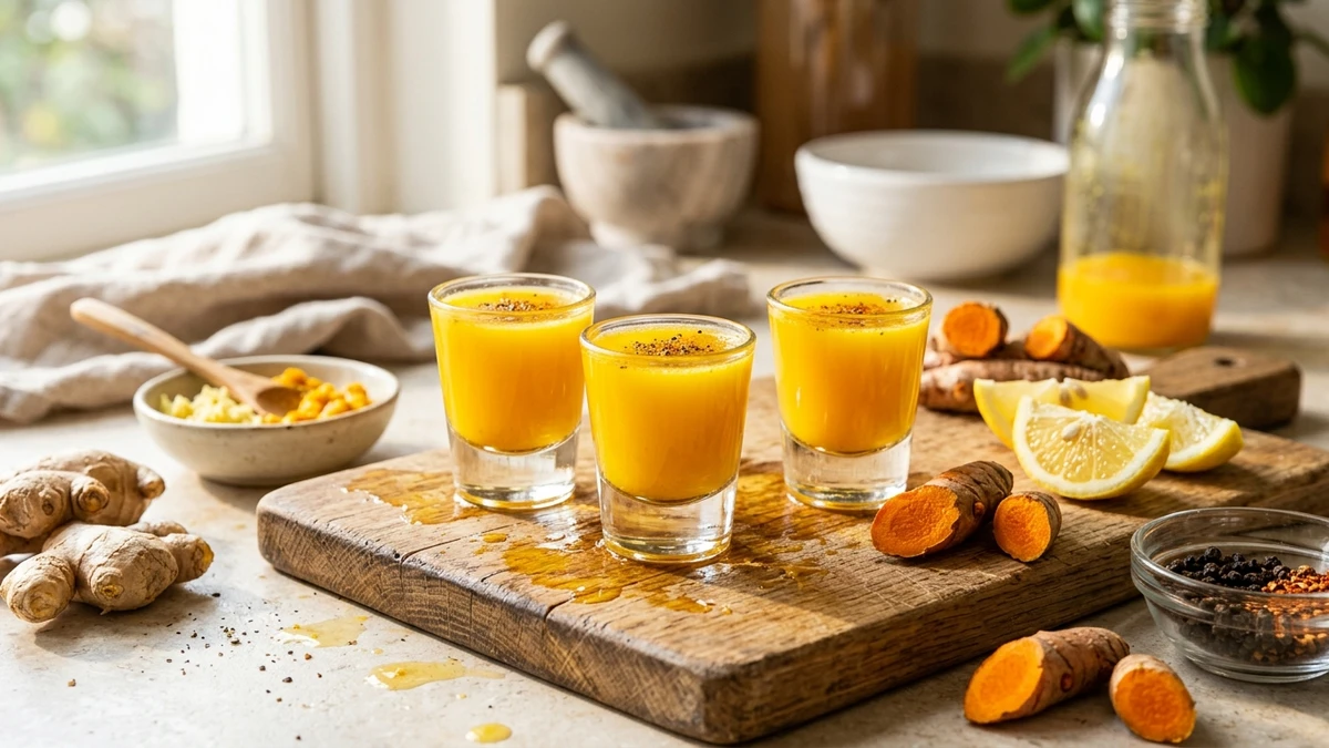 Fresh Ginger Turmeric Shot Recipe (Anti-Inflammatory Wellness Booster) cooked to perfection - Yumaroma