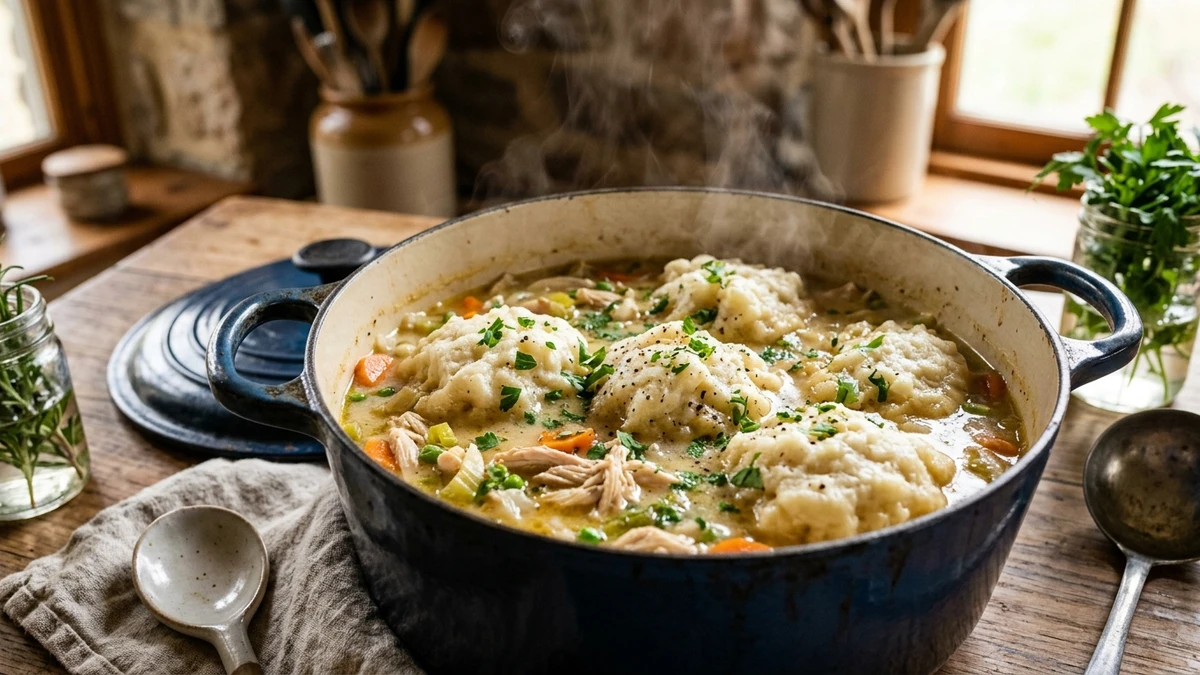 Fluffy Gluten-Free Chicken and Drop Dumplings Recipe cooked to perfection - Yumaroma