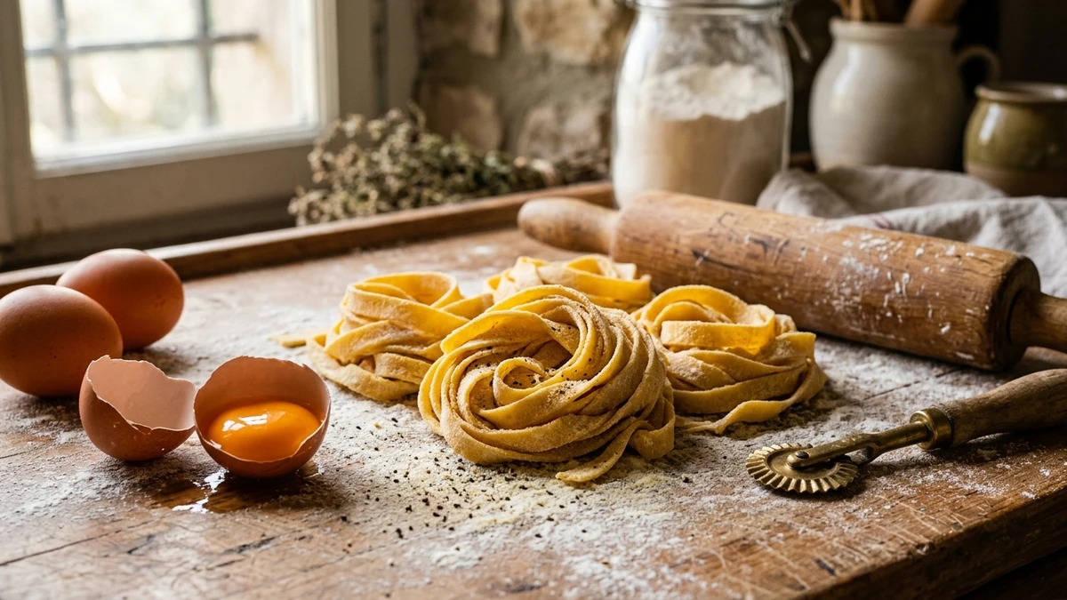 Handmade Gluten-Free Fresh Egg Pasta Recipe (Tagliatelle) cooked to perfection - Yumaroma