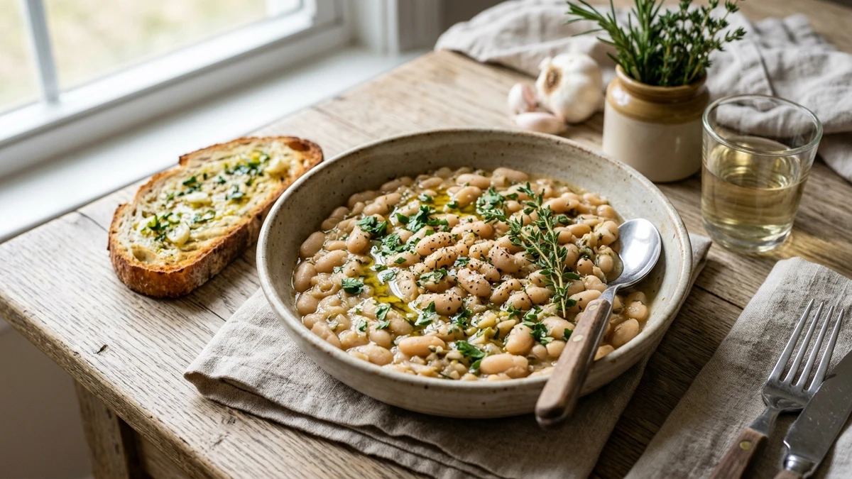 Garlic Herb Great Northern Beans Recipe cooked to perfection - Yumaroma