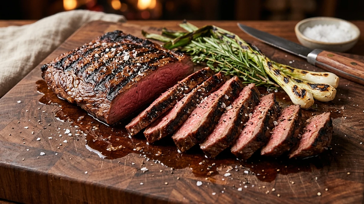 Grilled Marinated Beef Flap Steak Recipe (Bavette) cooked to perfection - Yumaroma