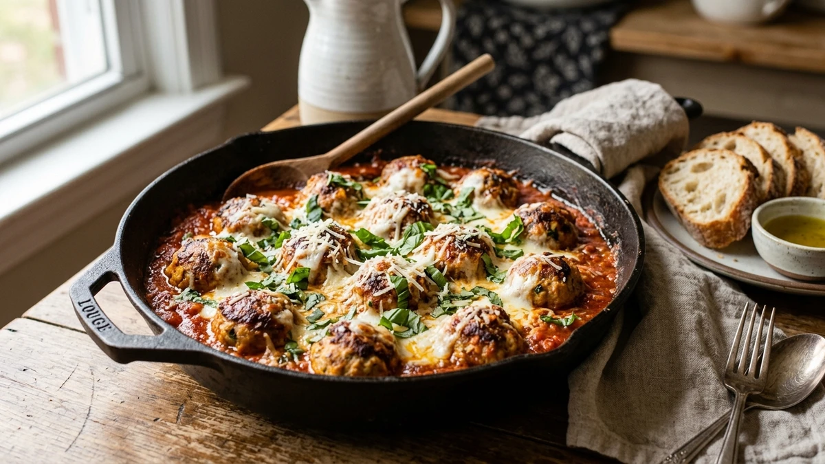 Juicy Baked Garlic Parmesan Ground Chicken Meatballs Recipe cooked to perfection - Yumaroma