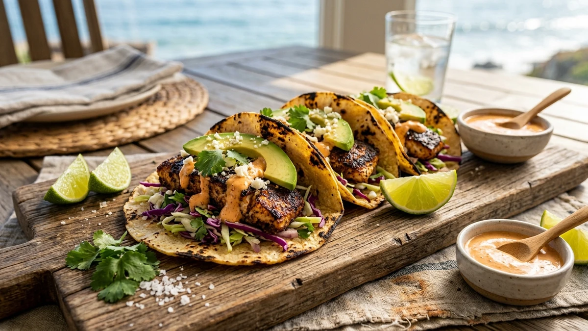 Crispy Blackened Halibut Fish Tacos with Lime Slaw Recipe cooked to perfection - Yumaroma