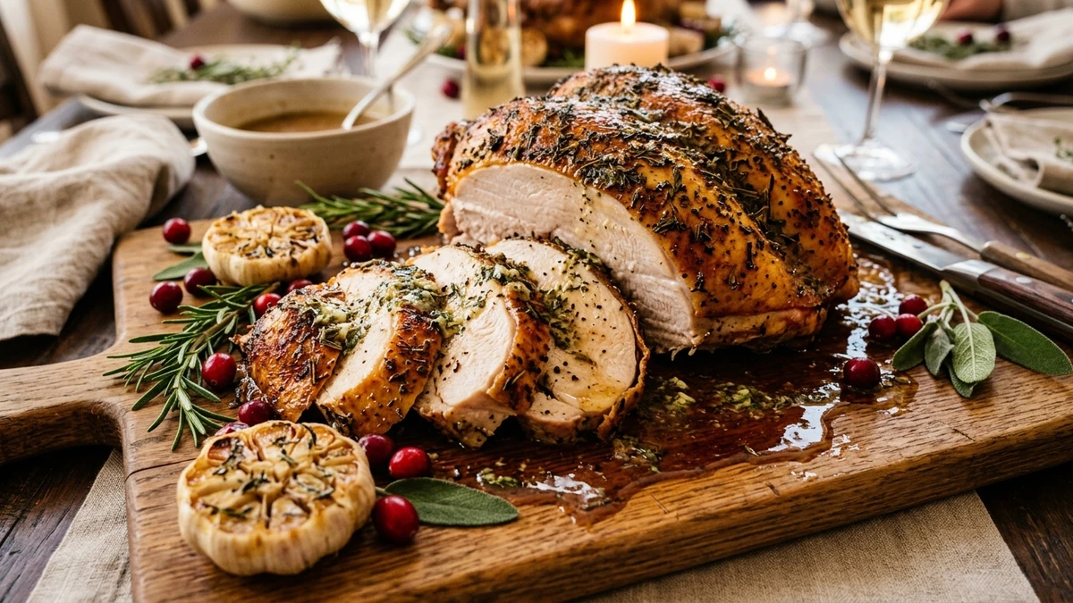Herb Butter Roasted Wild Turkey Breast Recipe cooked to perfection - Yumaroma
