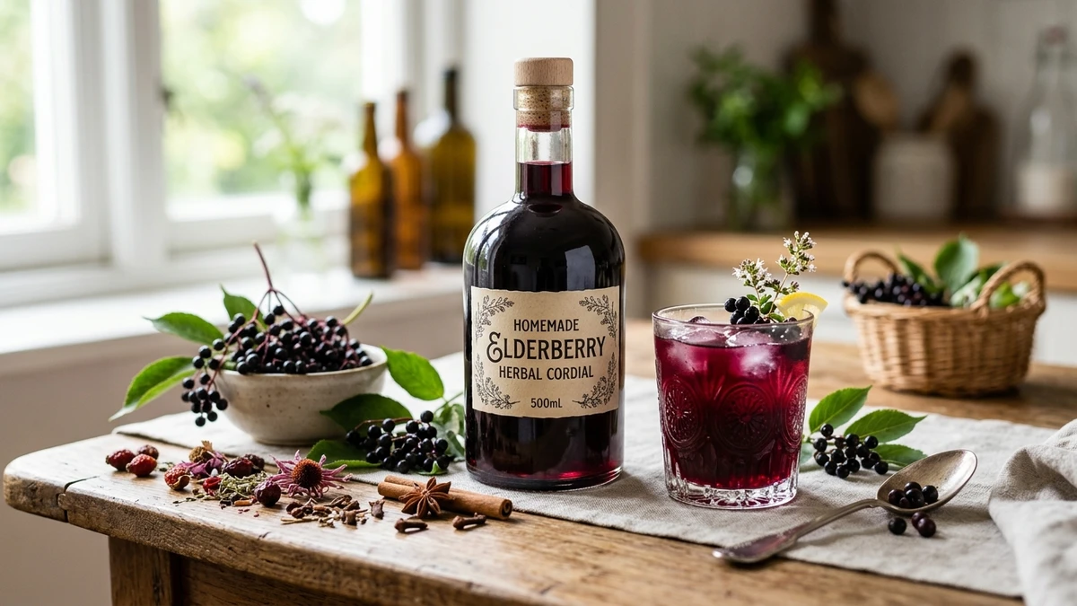 Homemade Elderberry Herbal Cordial Recipe cooked to perfection - Yumaroma