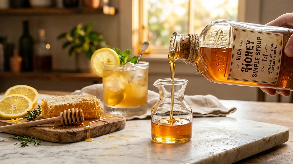 Rich 1:1 Honey Simple Syrup for Cocktails and Coffee Recipe cooked to perfection - Yumaroma