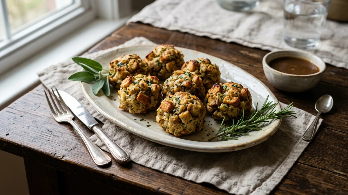 Classic 1940s Vintage Bread Stuffing Balls Recipe cooked to perfection - Yumaroma