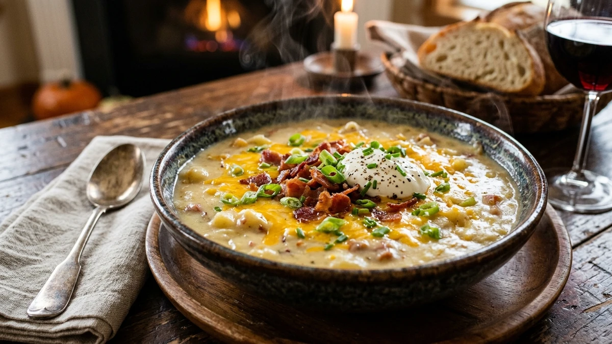 Creamy Instant Pot Loaded Baked Potato Soup Recipe cooked to perfection - Yumaroma
