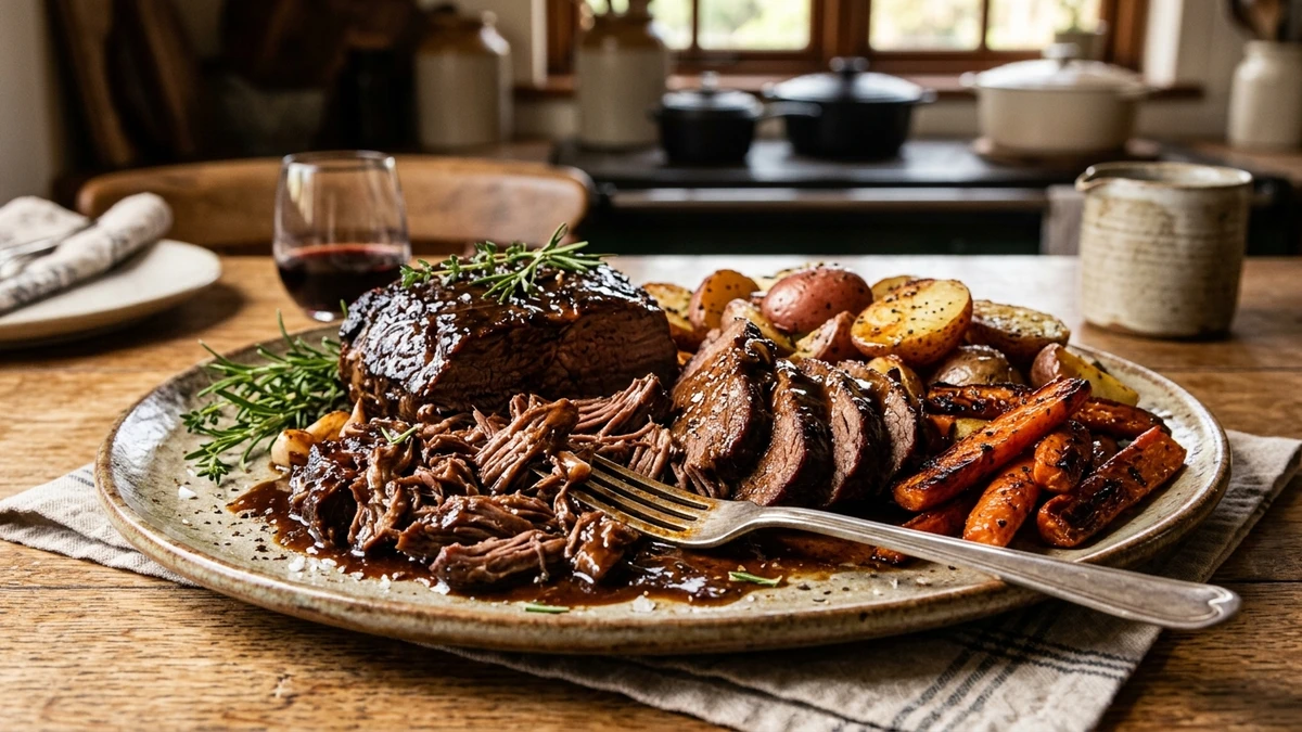 Instant Pot Balsamic Beef Rump Roast with Potatoes Recipe cooked to perfection - Yumaroma