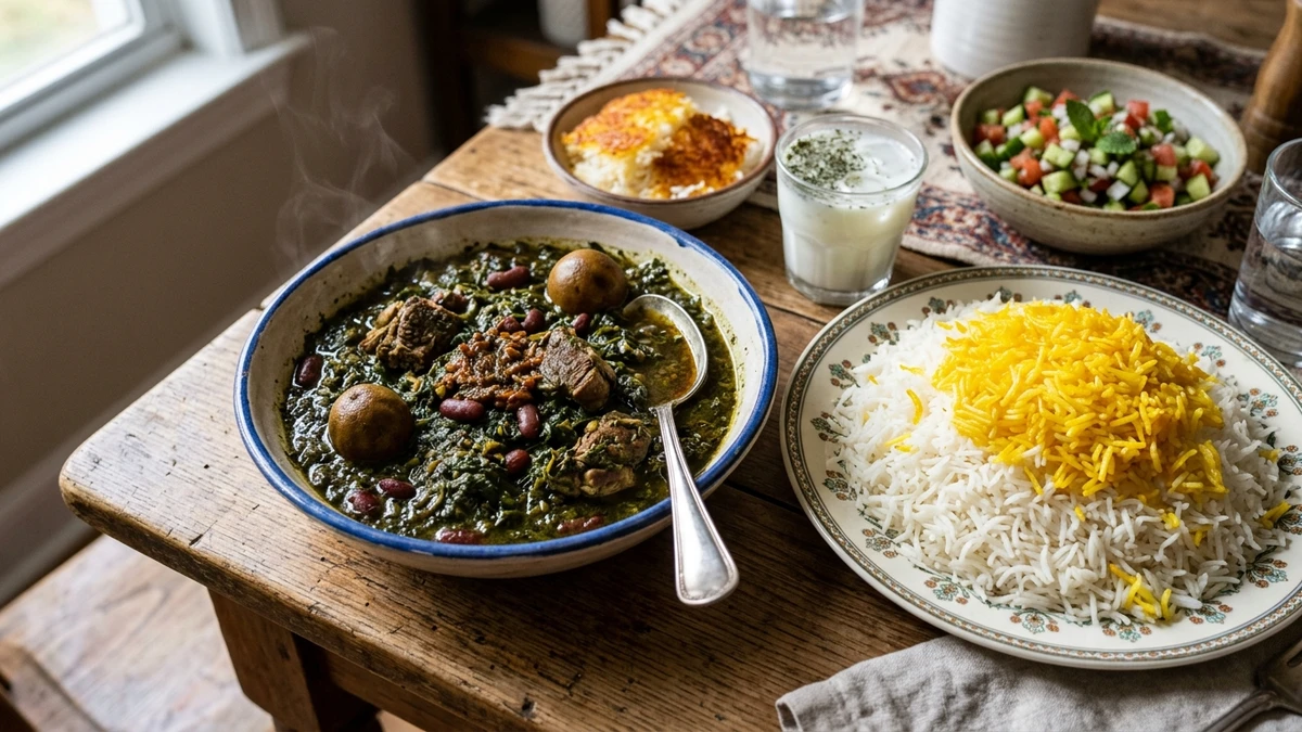 Authentic Iranian Ghormeh Sabzi Recipe (Persian Herb Stew) cooked to perfection - Yumaroma