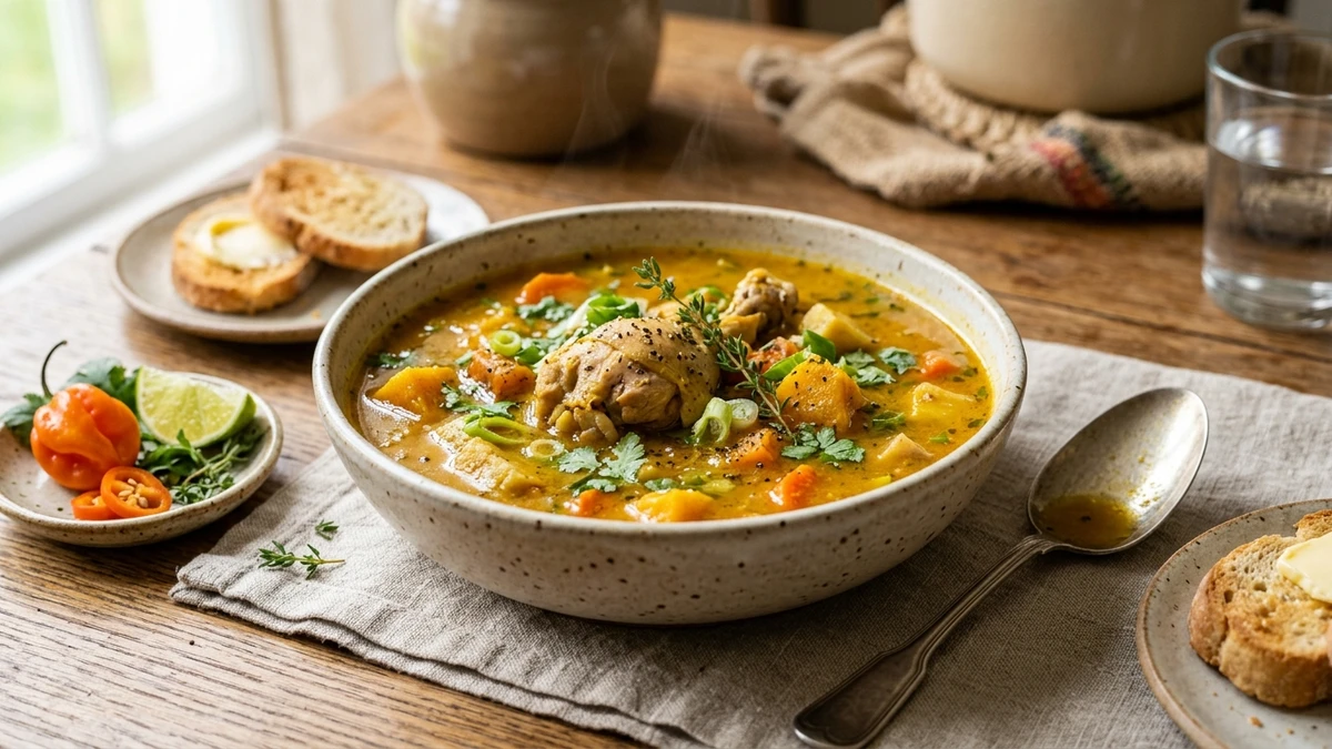 Authentic Jamaican Chicken & Pumpkin Soup Recipe cooked to perfection - Yumaroma