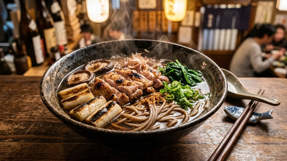 Japanese Chicken and Vegetable Soba Noodles Recipe (Tori Soba) cooked to perfection - Yumaroma