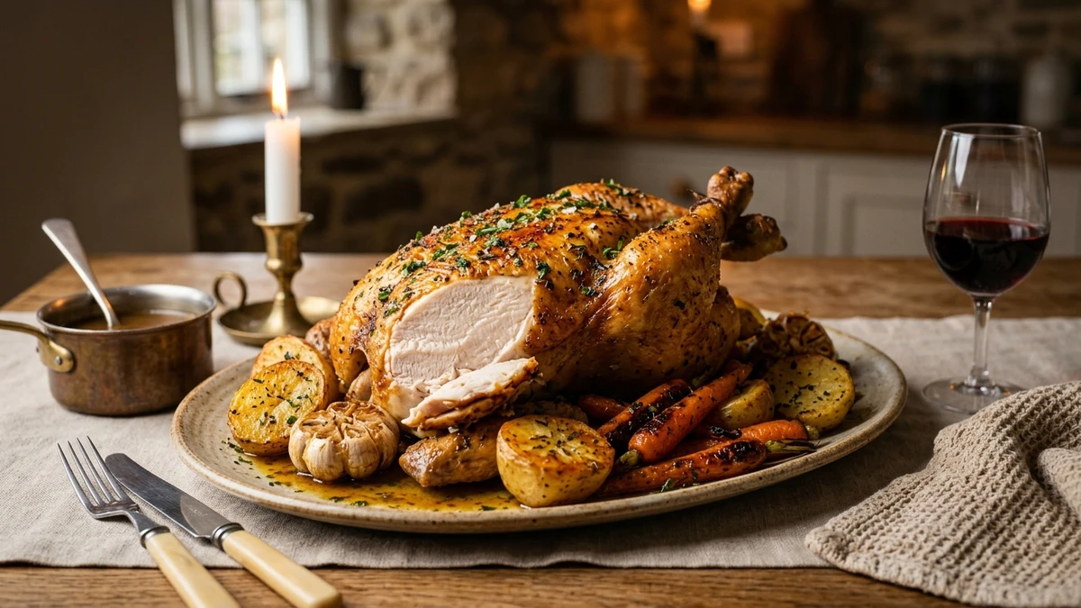 Juicy Herb Butter Whole Roast Chicken in Roaster Oven Recipe cooked to perfection - Yumaroma
