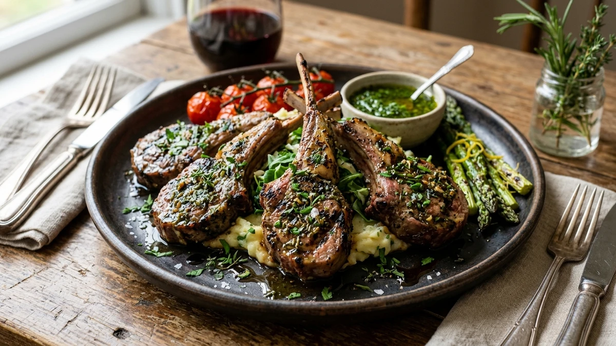 Garlic Herb Grilled Lamb Chop Lollipops Recipe cooked to perfection - Yumaroma