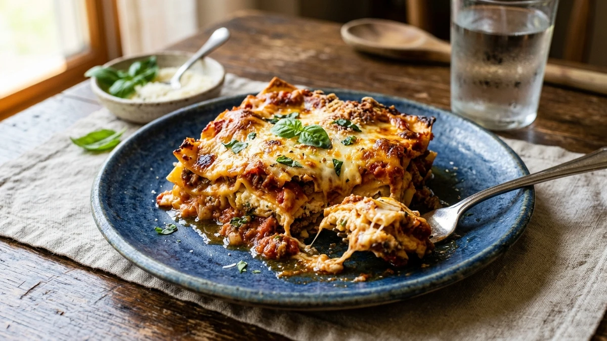 Easy No-Boil Noodle Baked Lasagna Recipe cooked to perfection - Yumaroma