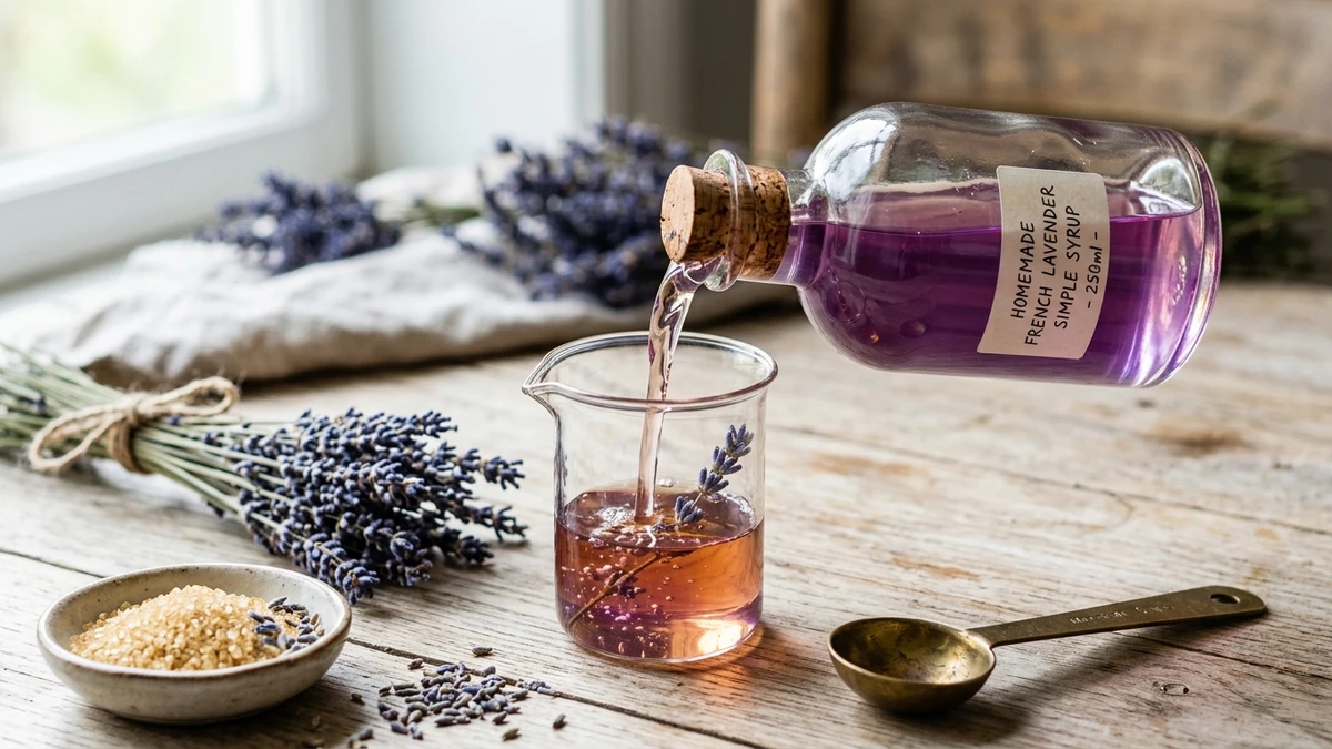 Homemade Floral Lavender Simple Syrup cooked to perfection - Yumaroma