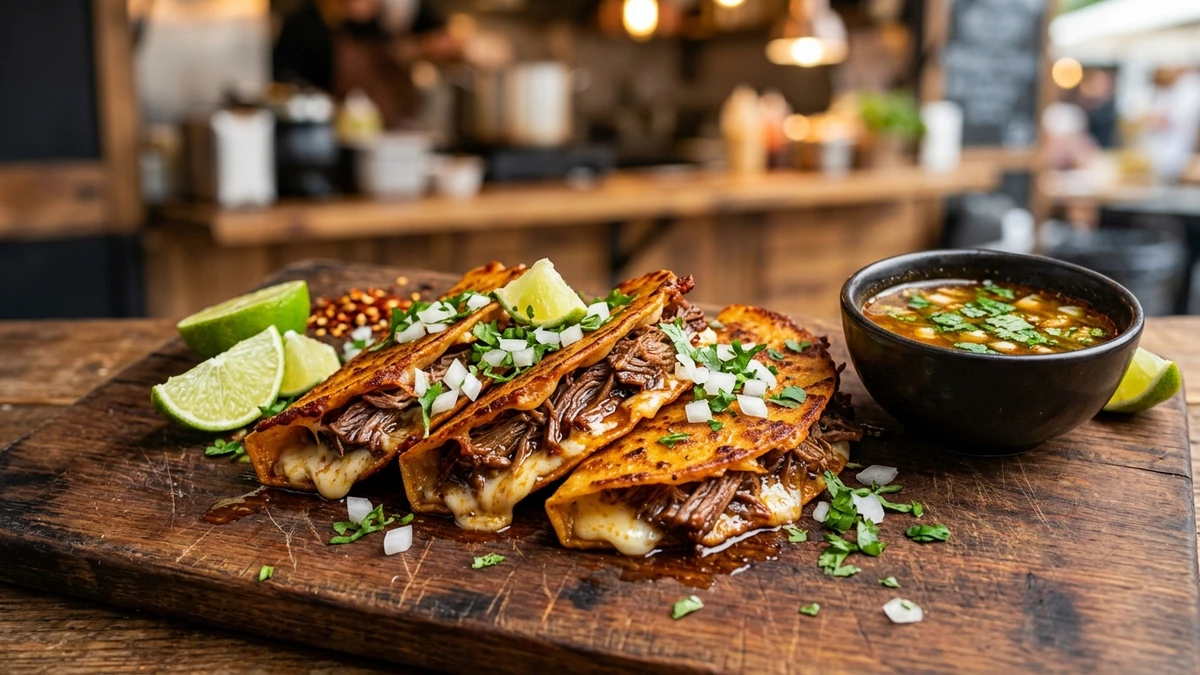 Cheesy Smoked Leftover Brisket Tacos (Quesabirria Style) cooked to perfection - Yumaroma
