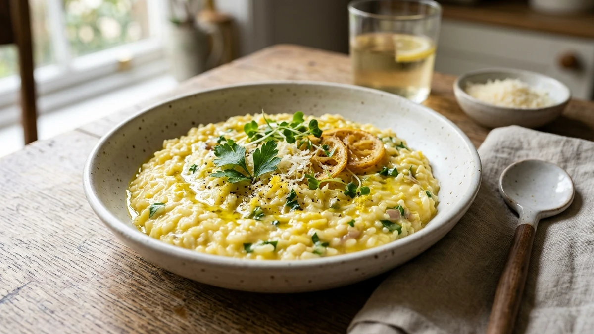 Creamy Lemon Risotto Recipe cooked to perfection - Yumaroma