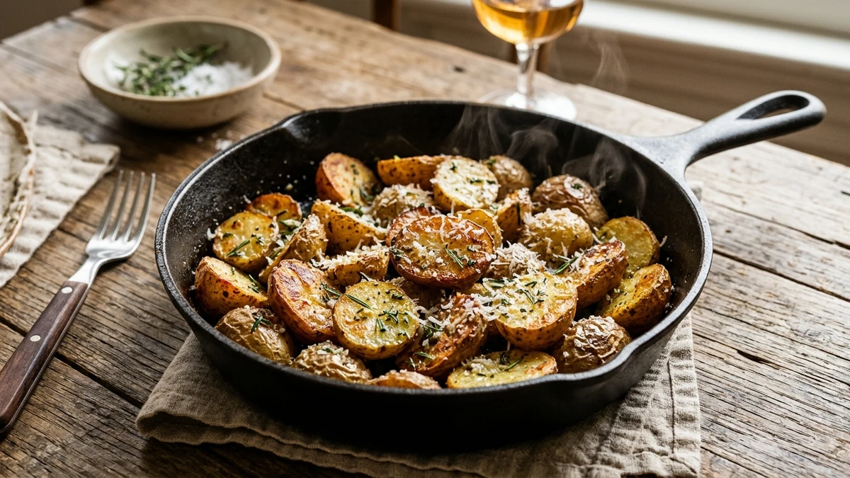Garlic Herb Roasted Little Potatoes Recipe (25-Minute Crispy Side) cooked to perfection - Yumaroma