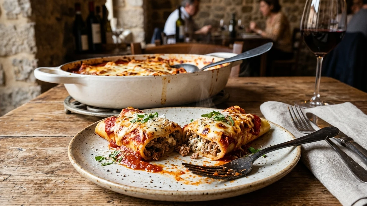 Classic Italian Meat Stuffed Manicotti Recipe (Baked Ricotta) cooked to perfection - Yumaroma
