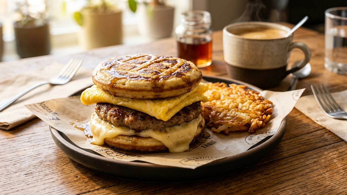 Copycat McDonald's Sausage Egg & Cheese McGriddle - YumaRoma Recipe