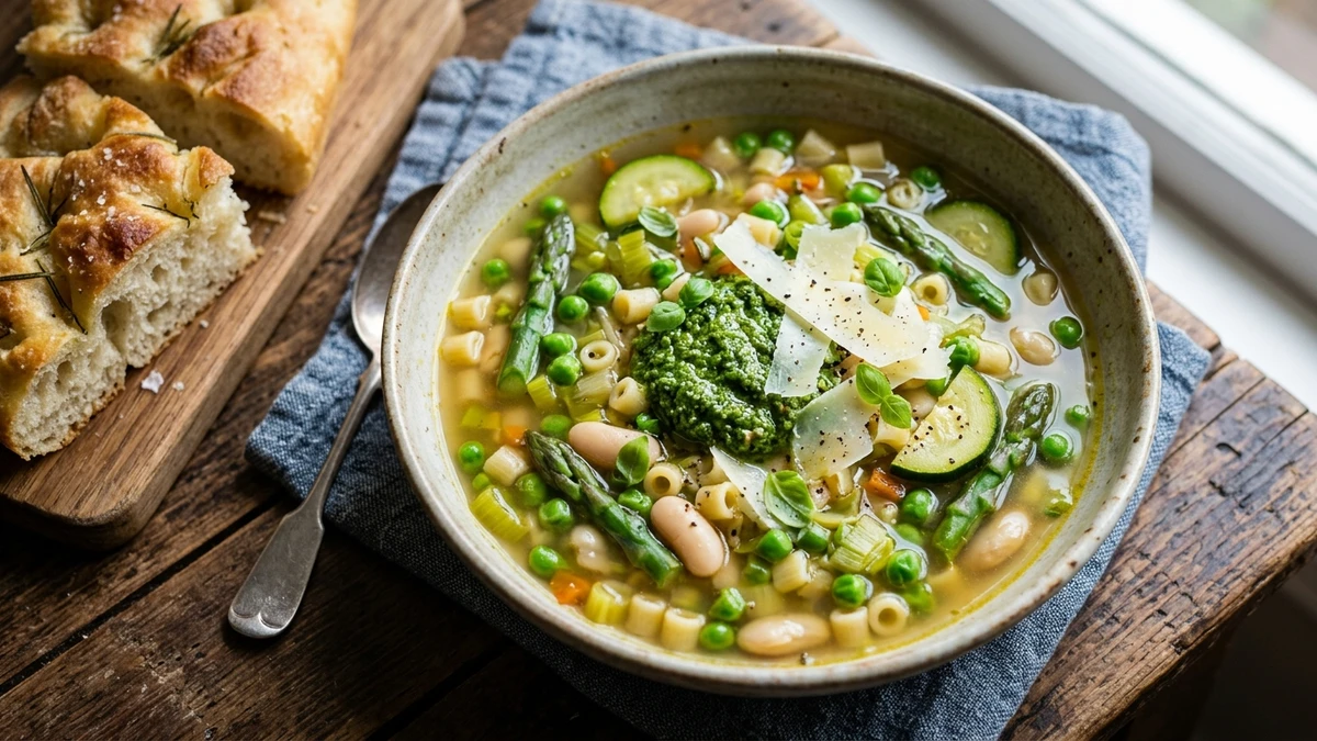 Spring Vegetable Minestrone Soup cooked to perfection - Yumaroma