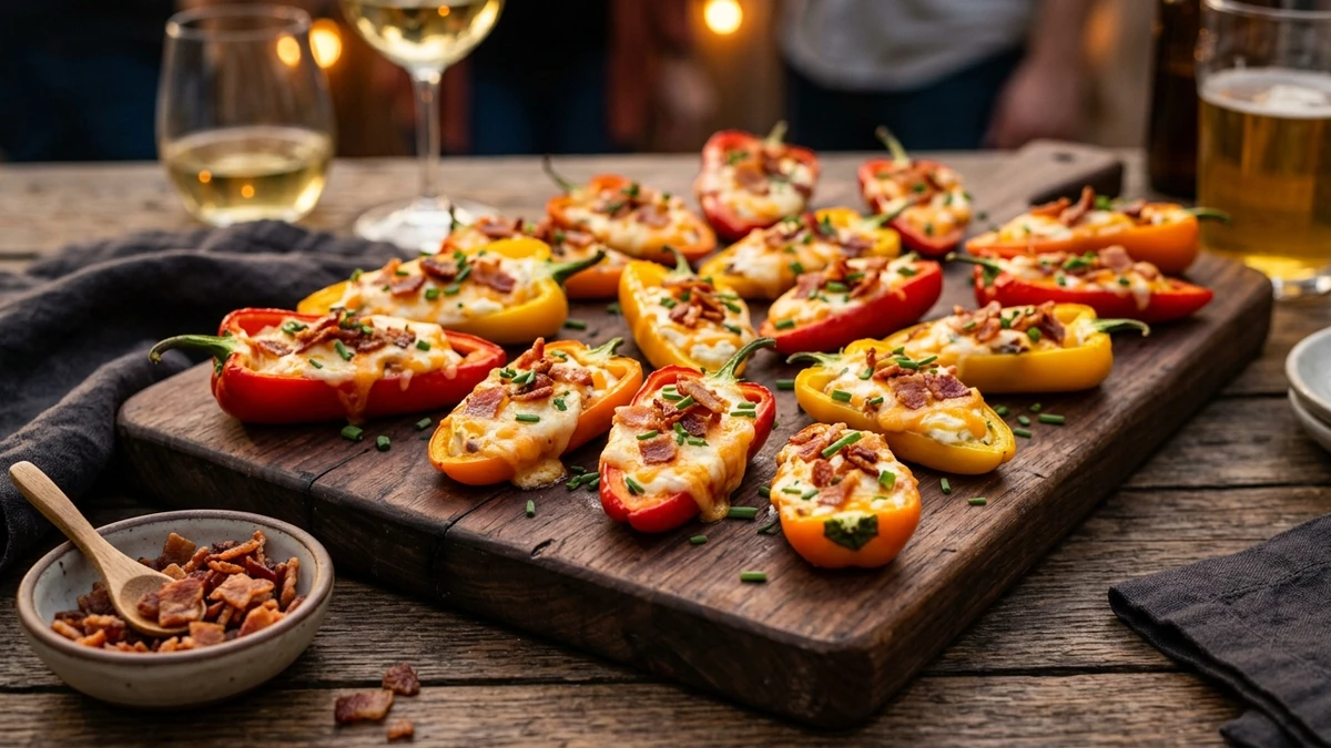 Bacon & Cream Cheese Stuffed Mini Sweet Peppers Recipe cooked to perfection - Yumaroma