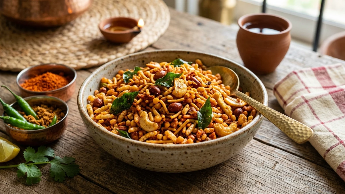Authentic South Indian Spicy Mixture Snack Recipe cooked to perfection - Yumaroma