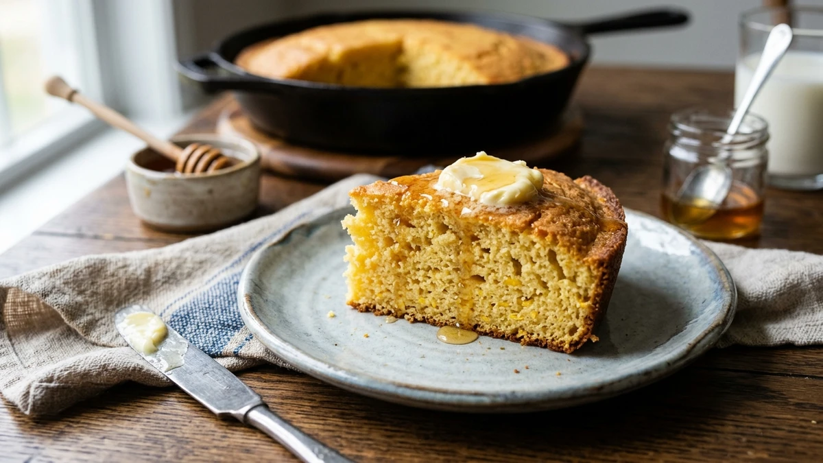 Fluffy Egg-Free Southern Buttermilk Cornbread Recipe cooked to perfection - Yumaroma