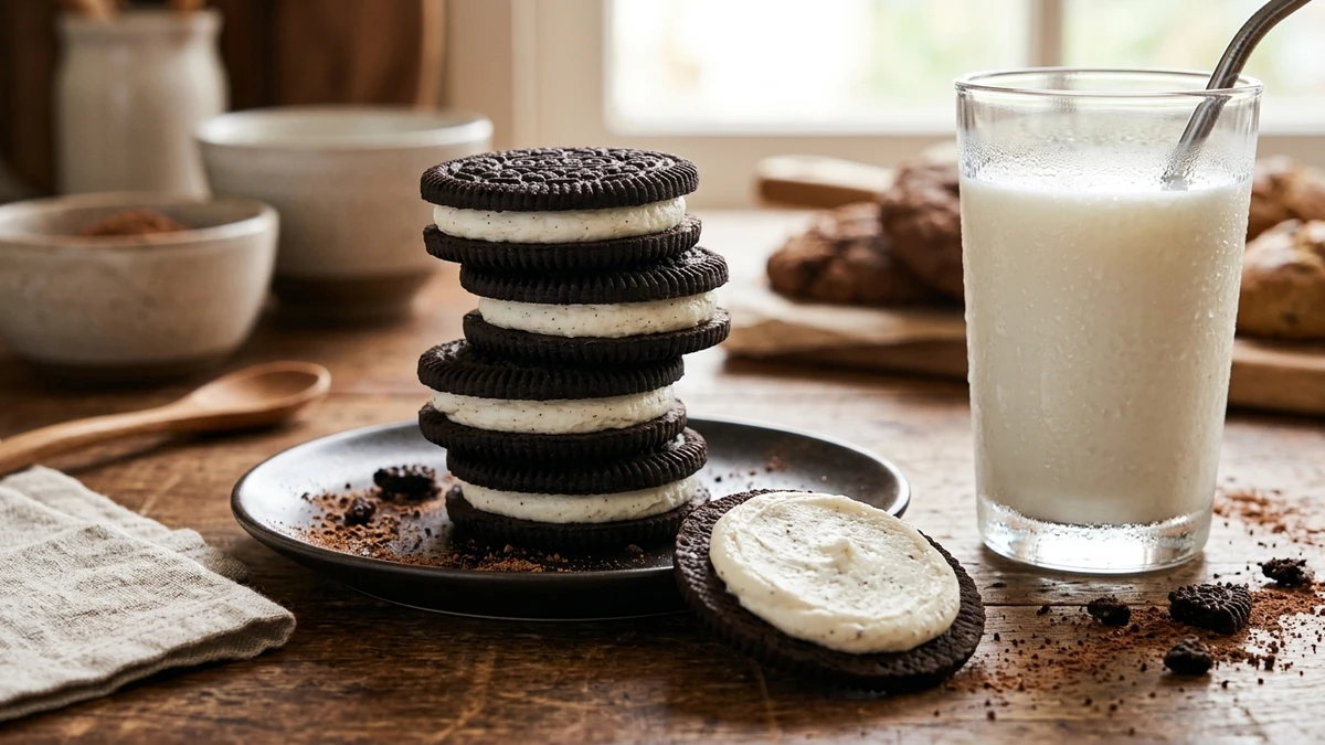 Homemade Oreo Biscuit Recipe (Crispy Chocolate Sandwich Cookies) - YumaRoma Recipe