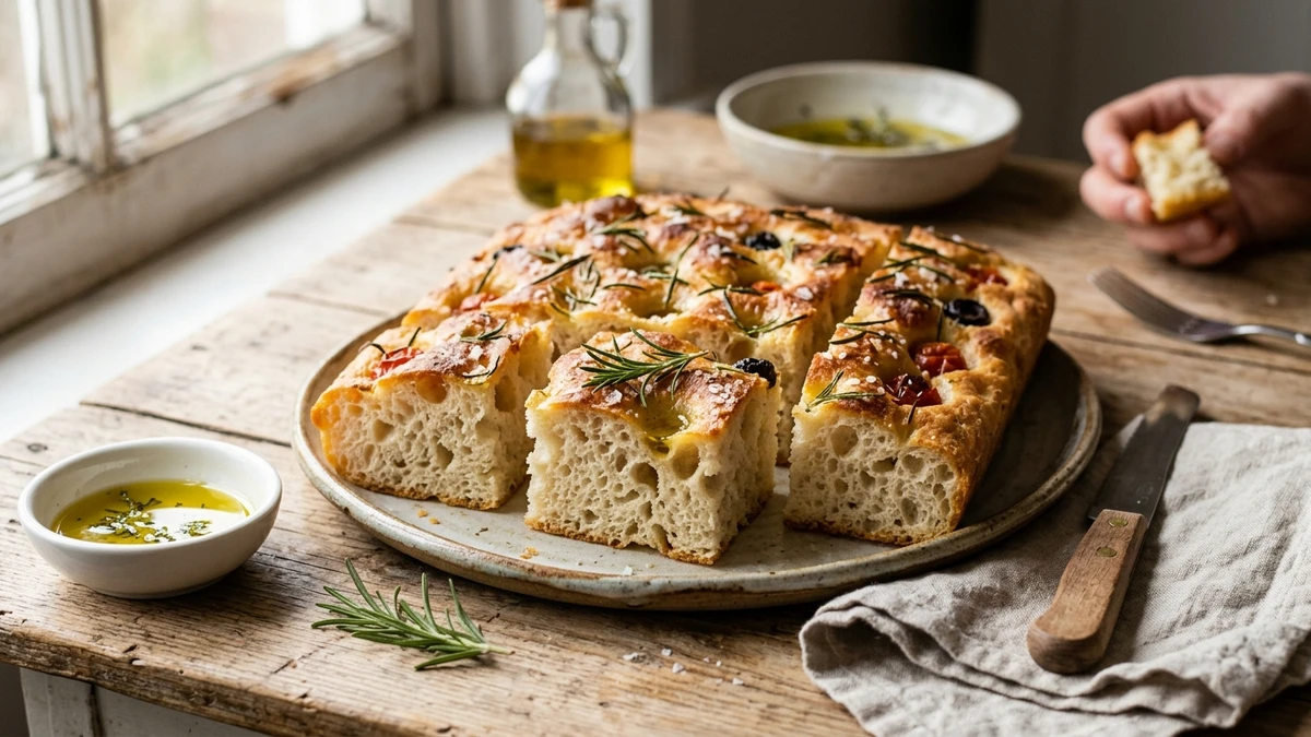 Easy No-Knead Overnight Focaccia Bread Recipe cooked to perfection - Yumaroma