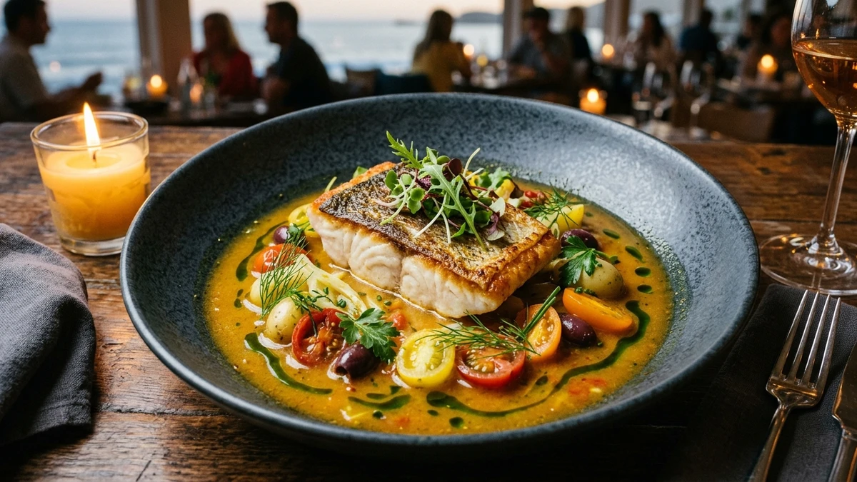 Pan-Seared Barramundi in Saffron Tomato Broth Recipe cooked to perfection - Yumaroma