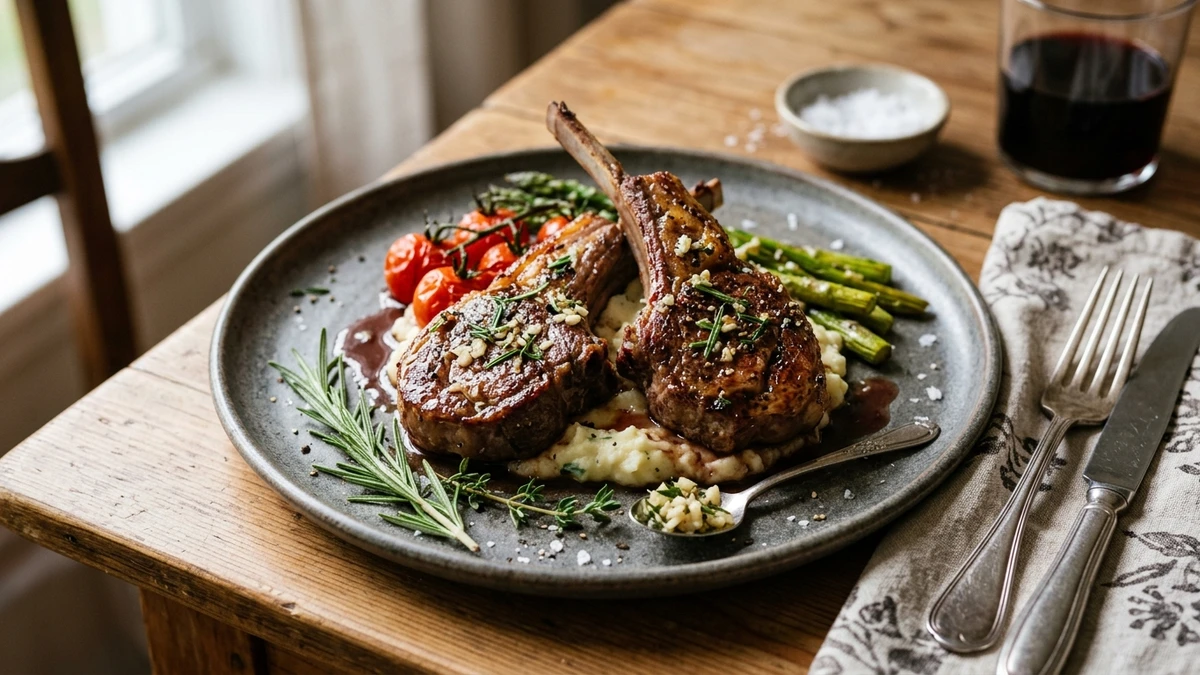 Garlic Rosemary Pan-Seared Lamb Chops Recipe cooked to perfection - Yumaroma