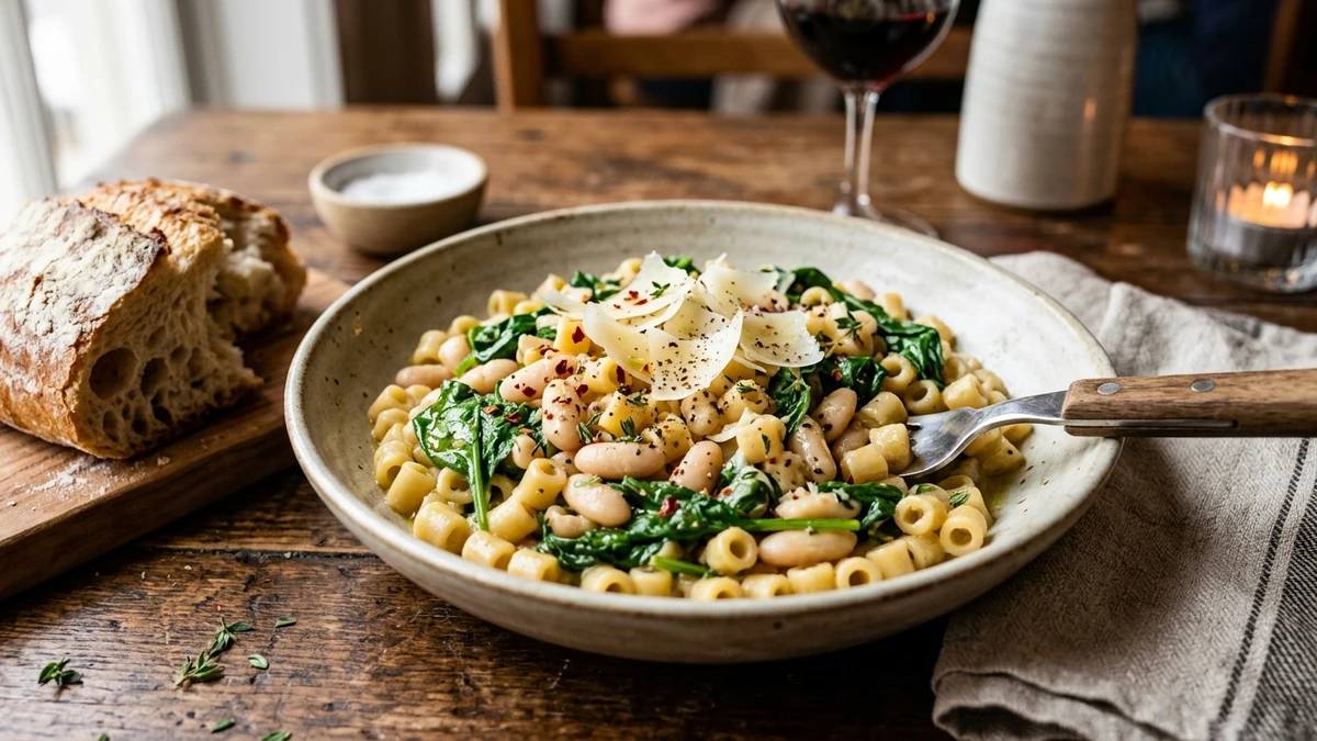 Rustic Tuscan Pasta & Cannellini Bean Toss cooked to perfection - Yumaroma