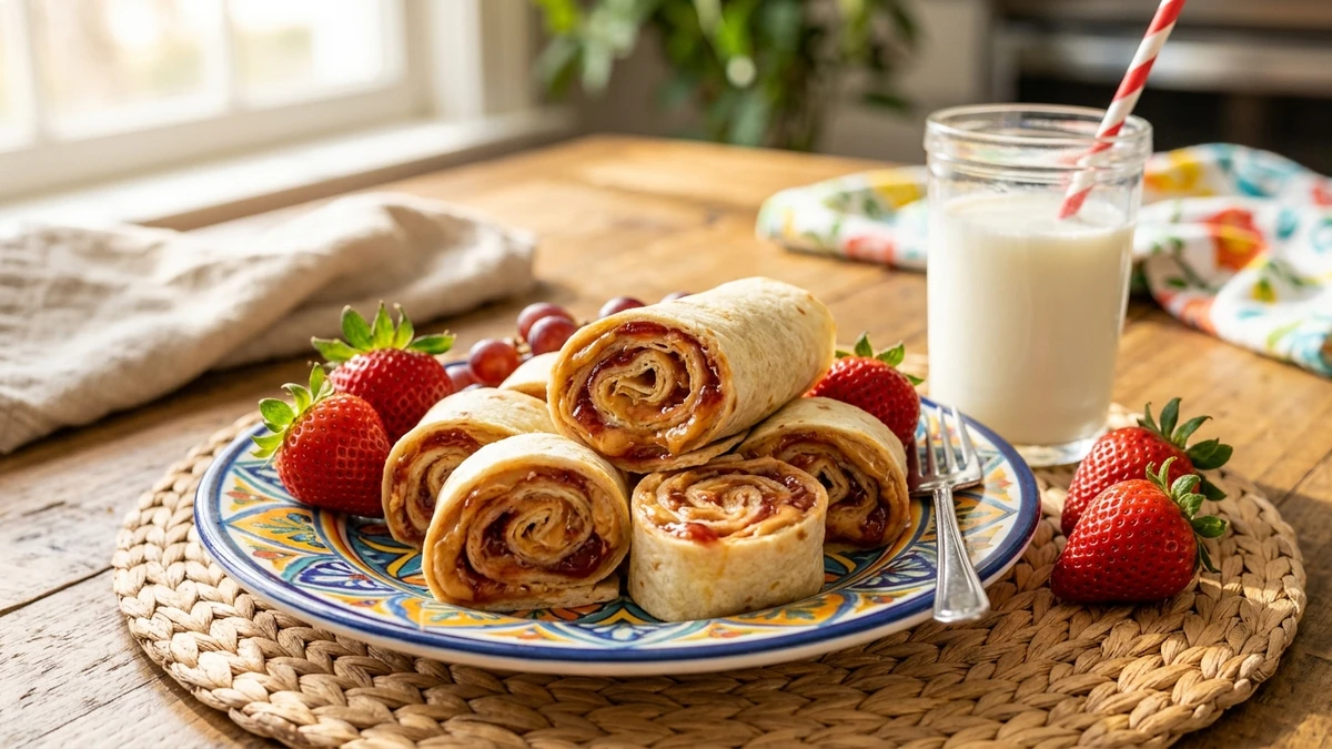 2-Minute Warm Peanut Butter and Jelly Tortilla Roll-Up Recipe - YumaRoma Recipe