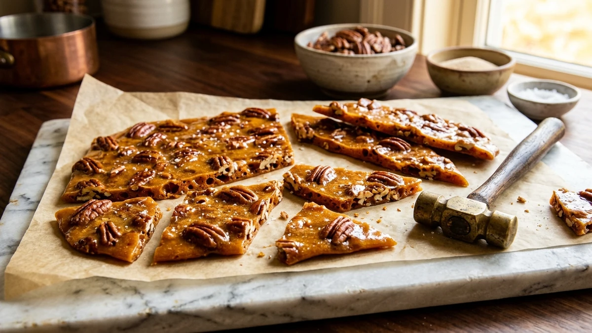 Easy Pecan Brittle Recipe (Crispy Southern Butter Candy) - YumaRoma Recipe