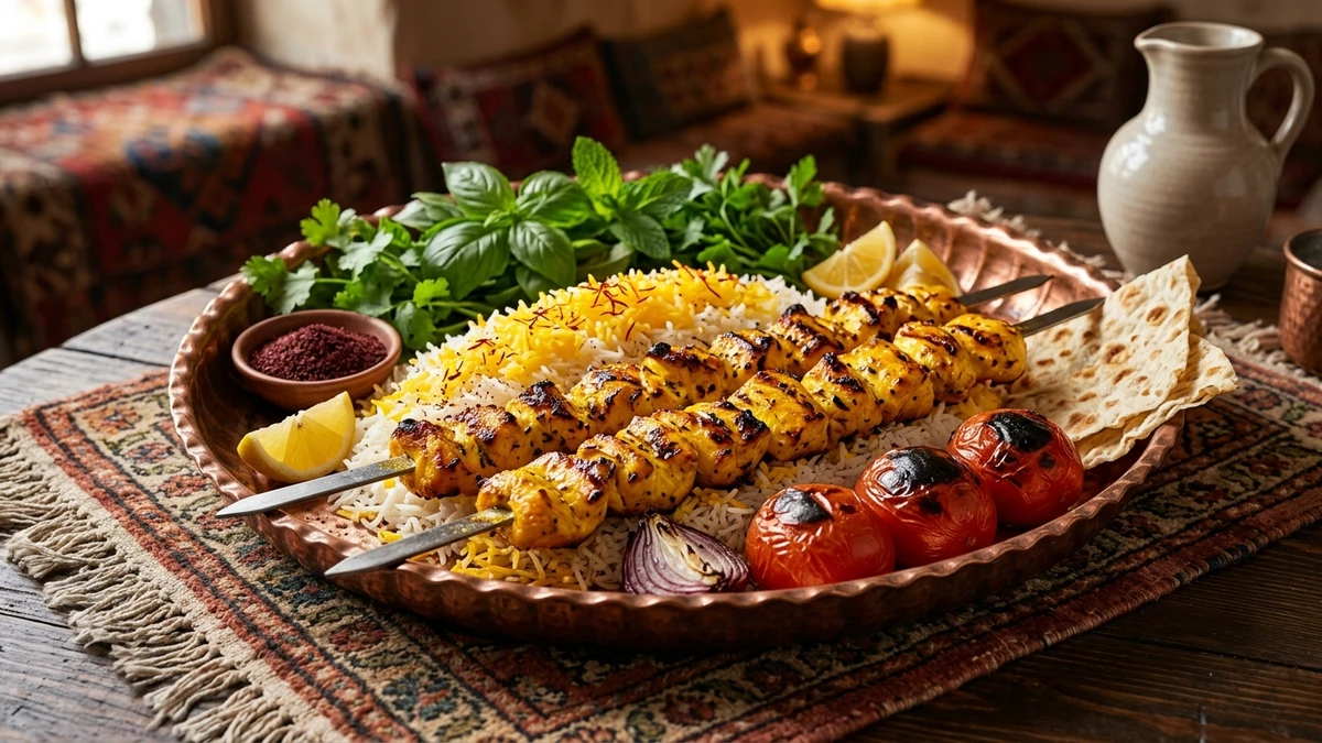 Authentic Persian Saffron Lemon Chicken Kebab Recipe (Joojeh) cooked to perfection - Yumaroma