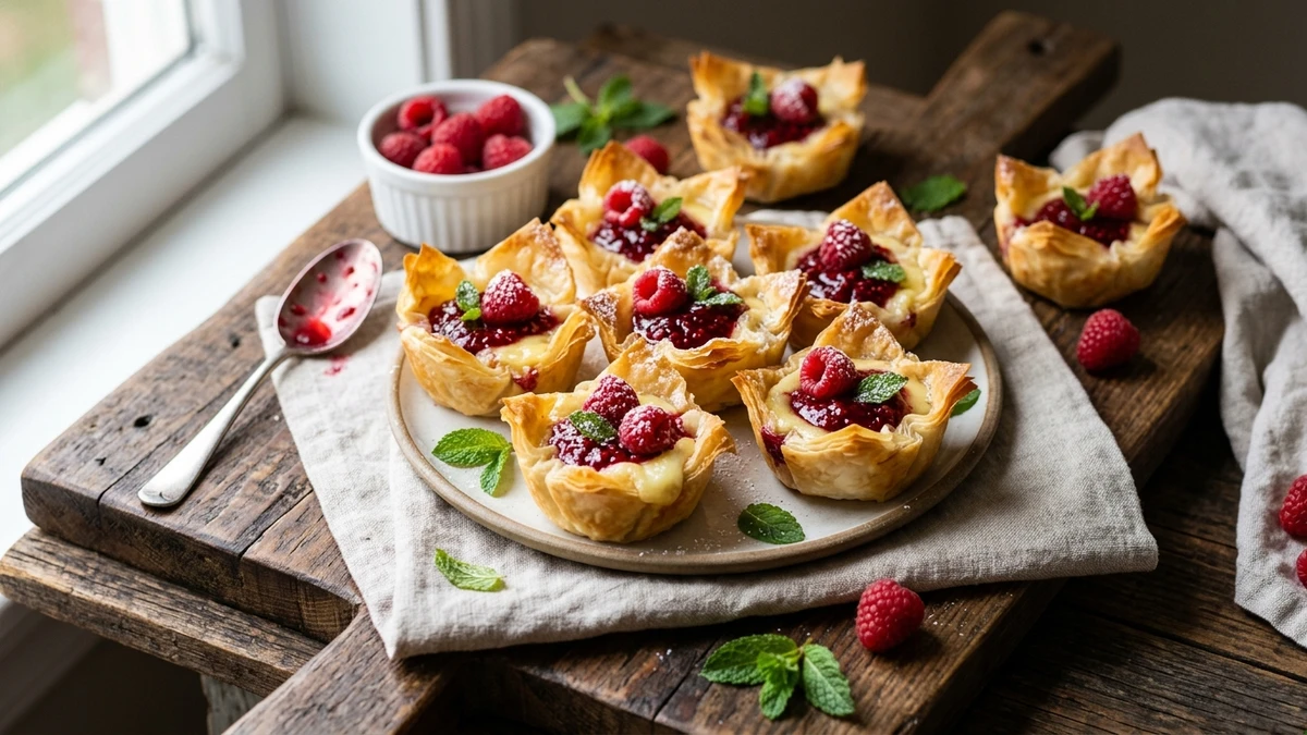 Crispy Brie & Raspberry Phyllo Cups Recipe cooked to perfection - Yumaroma