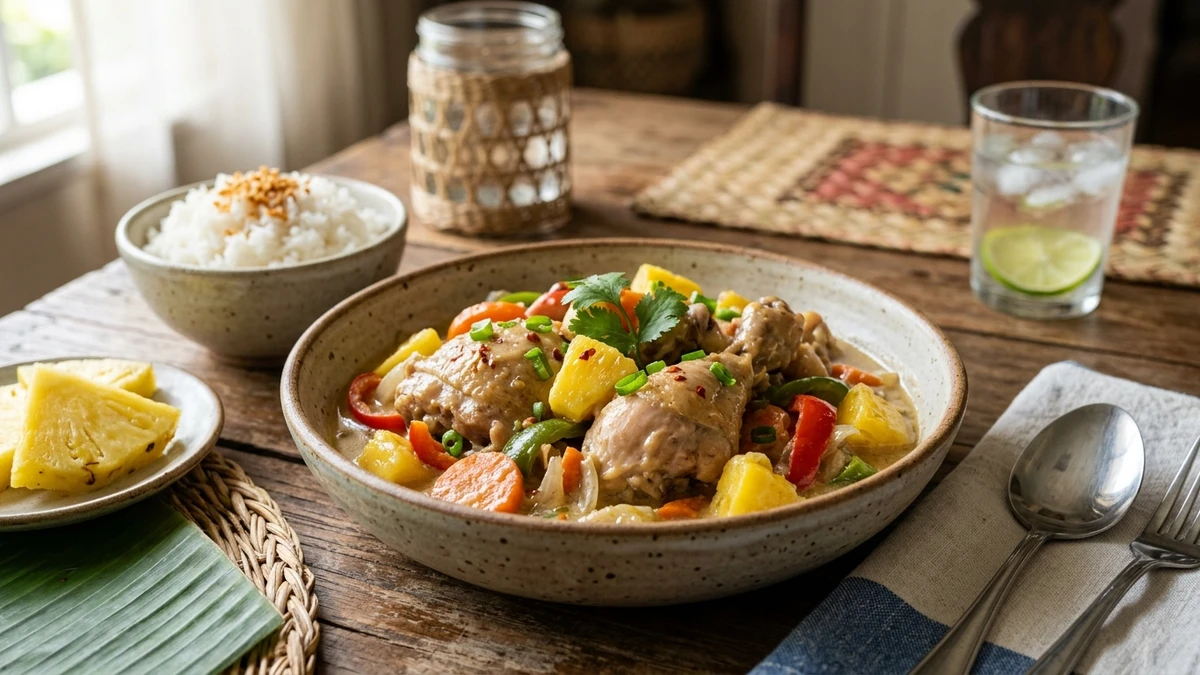 Authentic Filipino Pininyahang Manok Recipe (Pineapple Chicken) cooked to perfection - Yumaroma