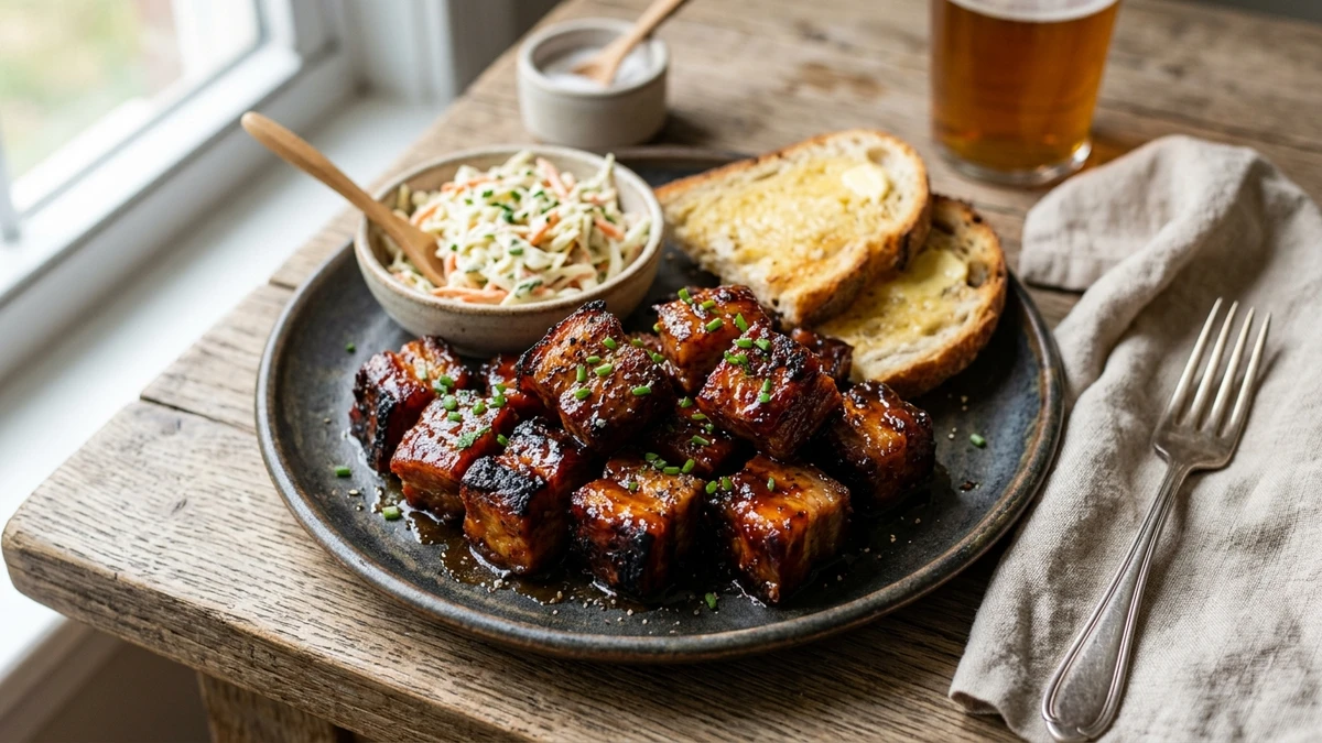 Oven Pork Belly Burnt Ends Recipe cooked to perfection - Yumaroma