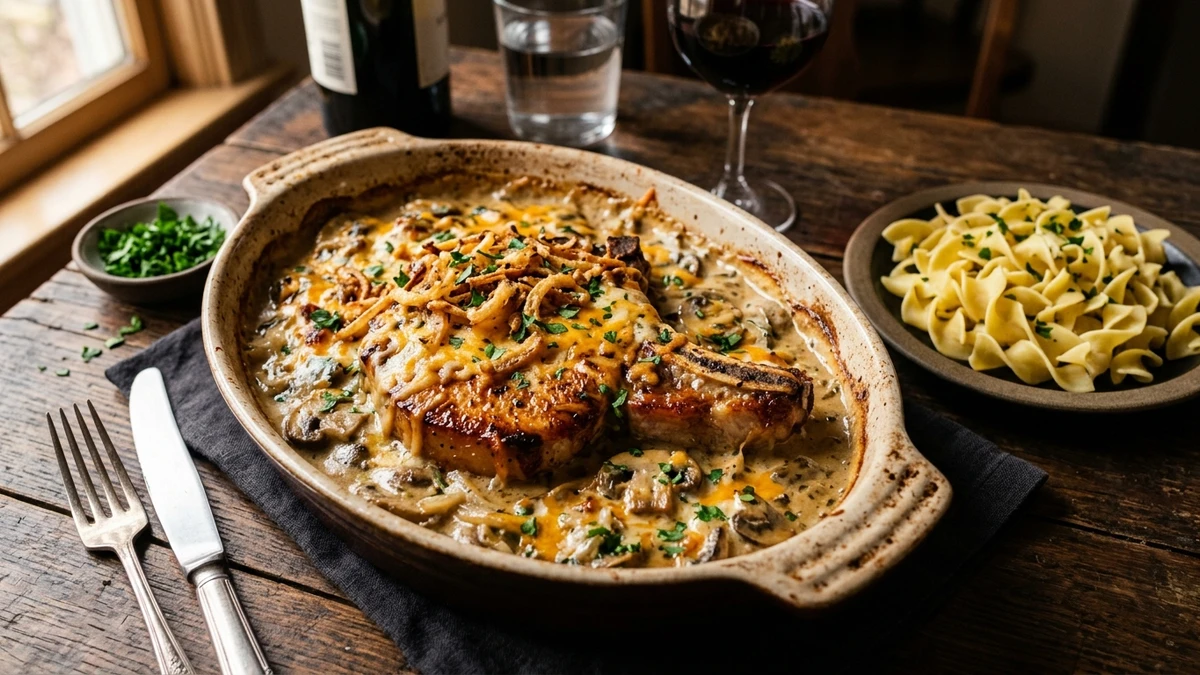 Creamy Baked Pork Chop Supreme Recipe cooked to perfection - Yumaroma