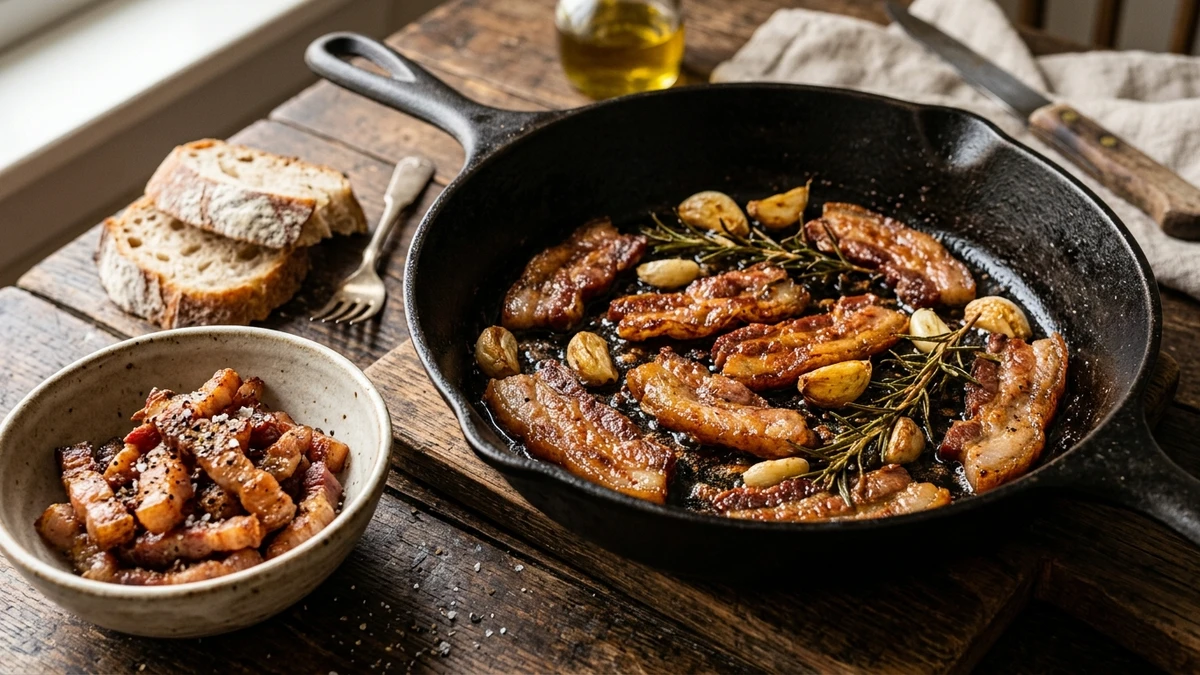 Crispy Pan-Seared Pork Jowl Recipe (Rich Italian Guanciale) cooked to perfection - Yumaroma