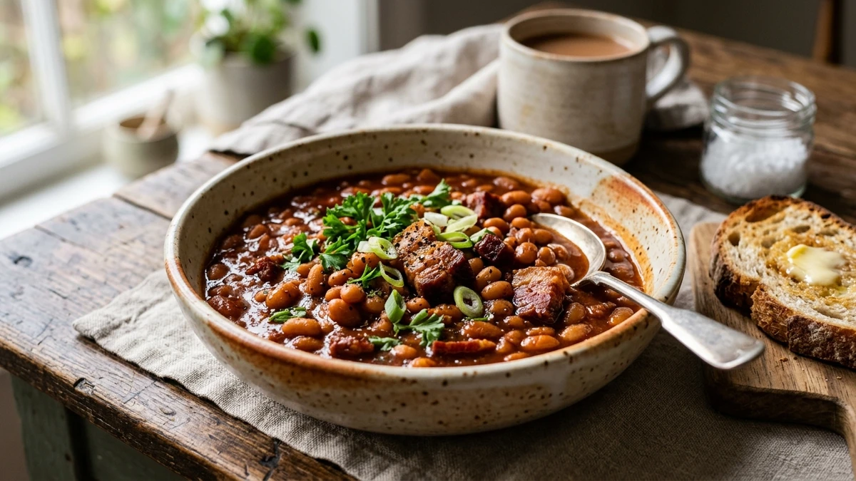 Homemade Pork and Beans Recipe cooked to perfection - Yumaroma