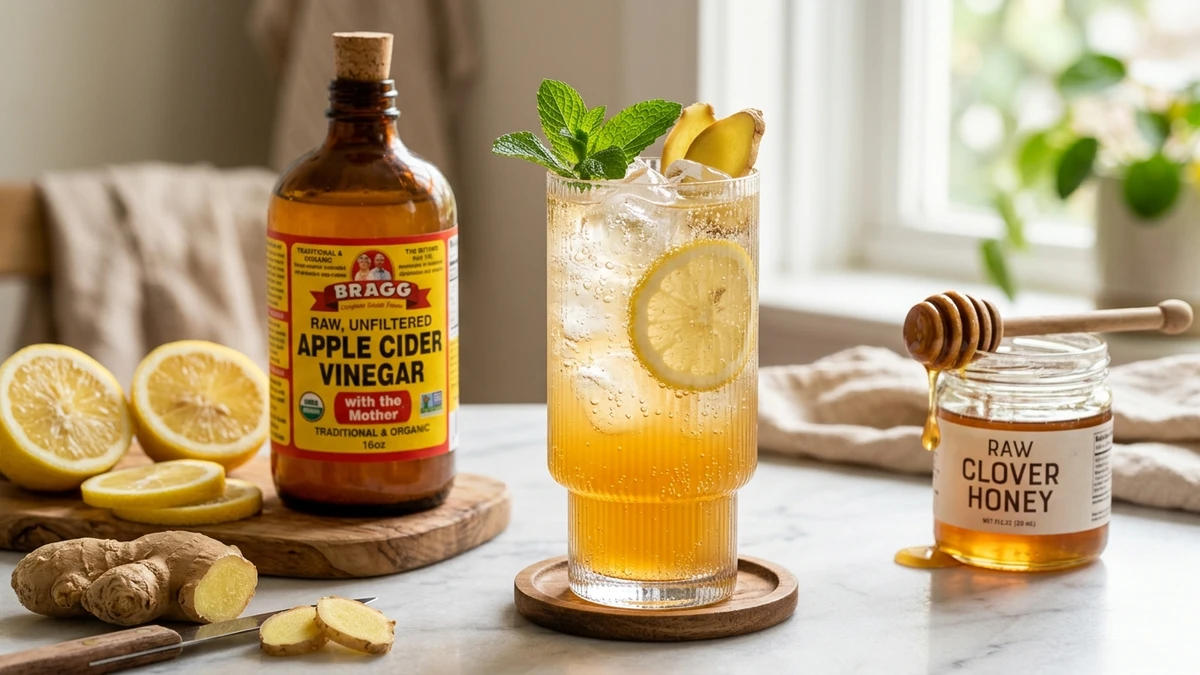 Raw Apple Cider Vinegar, Lemon & Ginger Morning Tonic Recipe cooked to perfection - Yumaroma