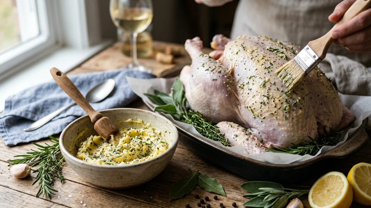 Garlic Herb Butter Rub for Roasted Turkey Recipe cooked to perfection - Yumaroma