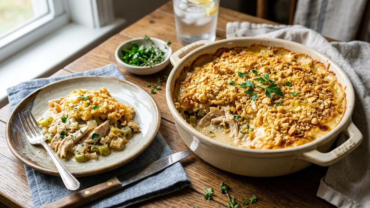 Creamy Ritz Cracker Chicken Casserole Recipe cooked to perfection - Yumaroma