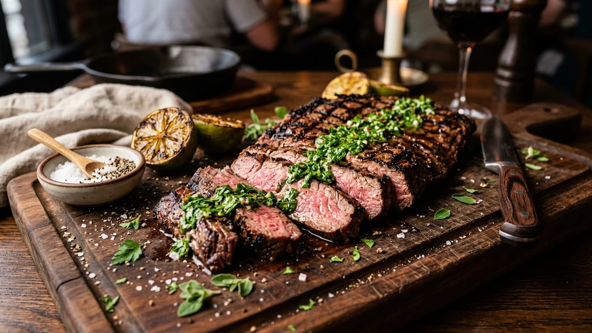 Juicy Marinated Grilled Skirt Steak with Chimichurri Recipe cooked to perfection - Yumaroma